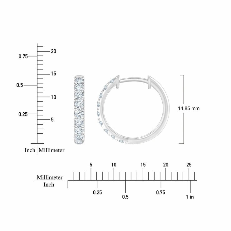 0.50ctw Round Brilliant Cut Diamond Hoop Earrings, 14ct White Gold