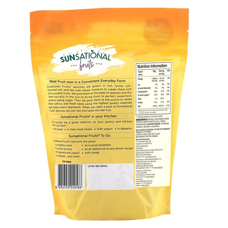 Sunsational Fruits Dried Apricots, 1.36kg Costco UK