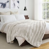 Colour Your Home Stripe Faux Rabbit Fur Blanket in 3 colours, 248 x 233cm