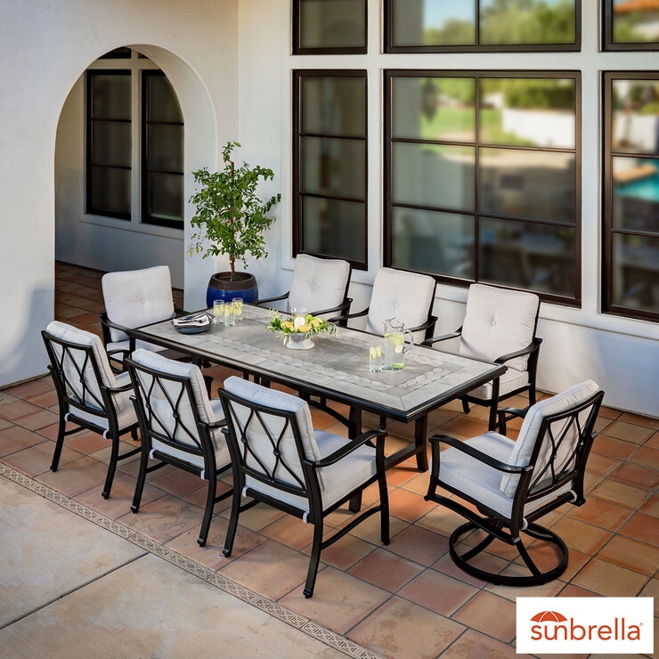 SunVilla Anita 9 Piece Cushioned Dining Patio Set + Cover Costco UK