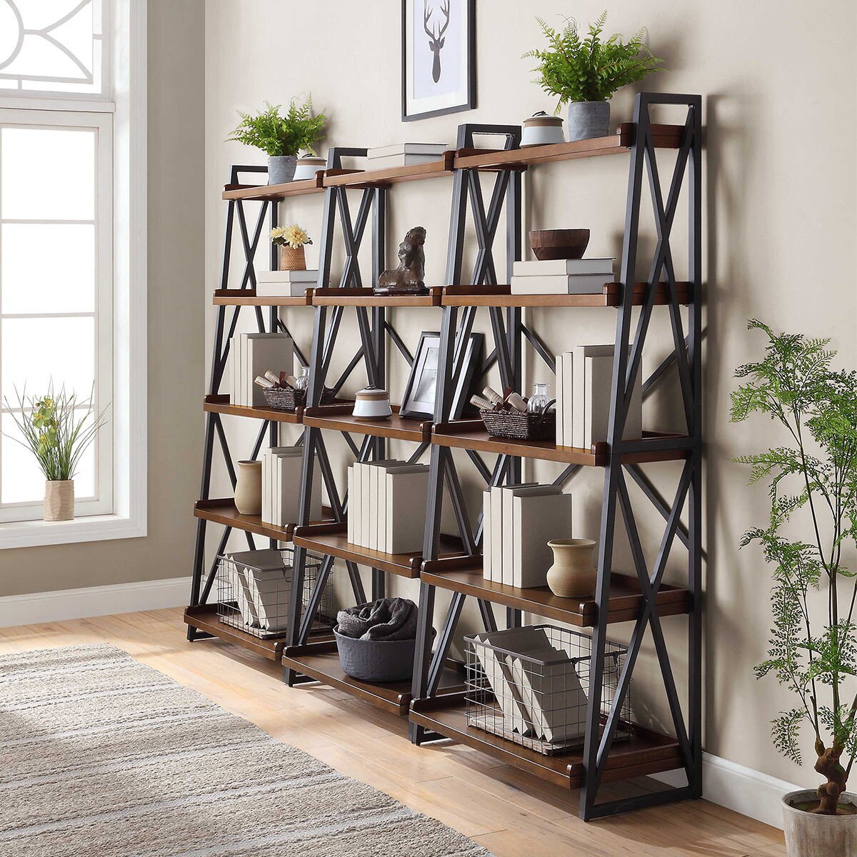 Bayside Furnishings Ladder Bookcase with 5 Fixed Shelves Costco UK