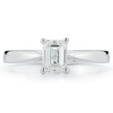 1.0ct Emerald Cut Diamond Solitaire Ring, Platinum