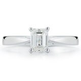 1.0ct Emerald Cut Diamond Solitaire Ring, Platinum