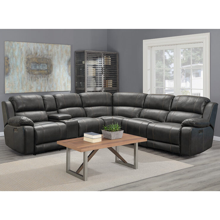 Pulaski Dunhill Grey Leather Power Reclining Sectional