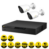 NightWatcher 2MP 4 Channel Digital Video Recorder CCTV Kit with 2 x 2MP Bullet Cameras