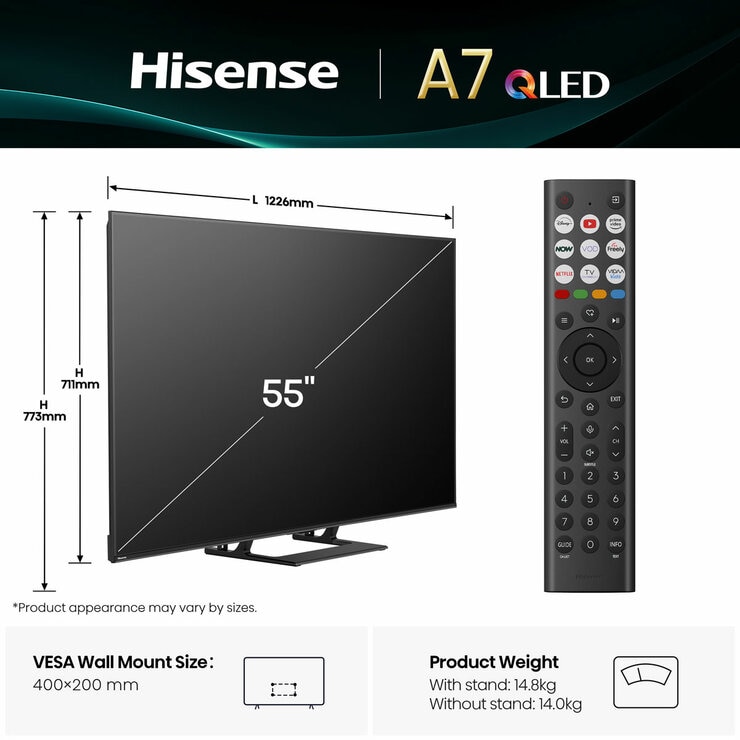 Hisense 55A7QTUK 55 Inch QLED HD Smart TV
