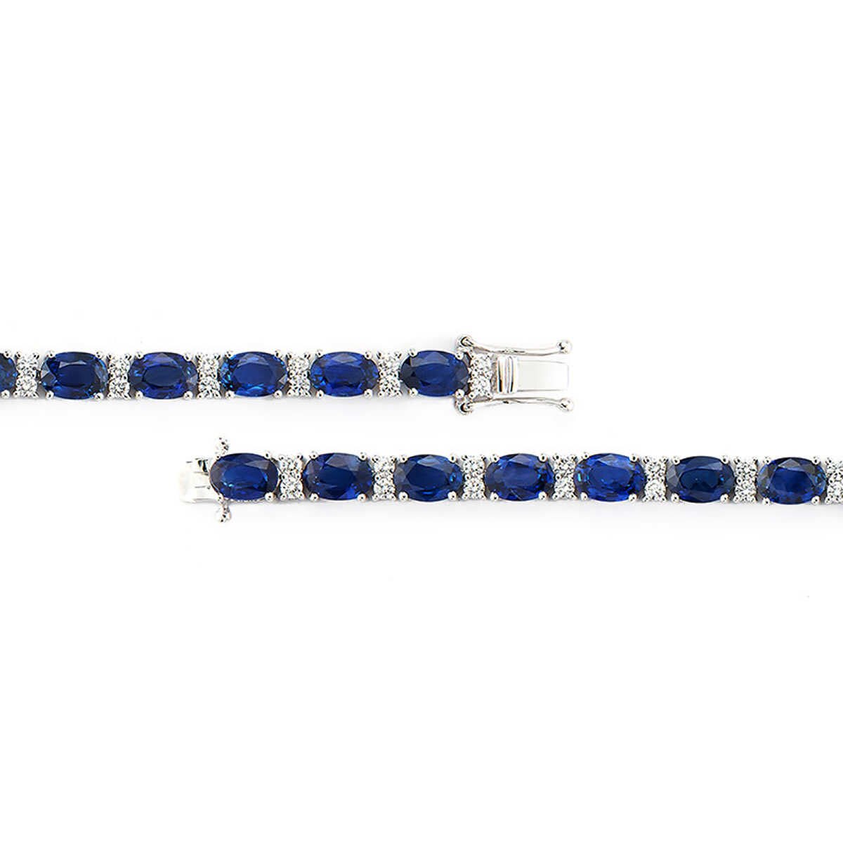 Oval Cut Sapphire and 1.00ctw Diamond Bracelet, 14ct White Gold Costco UK
