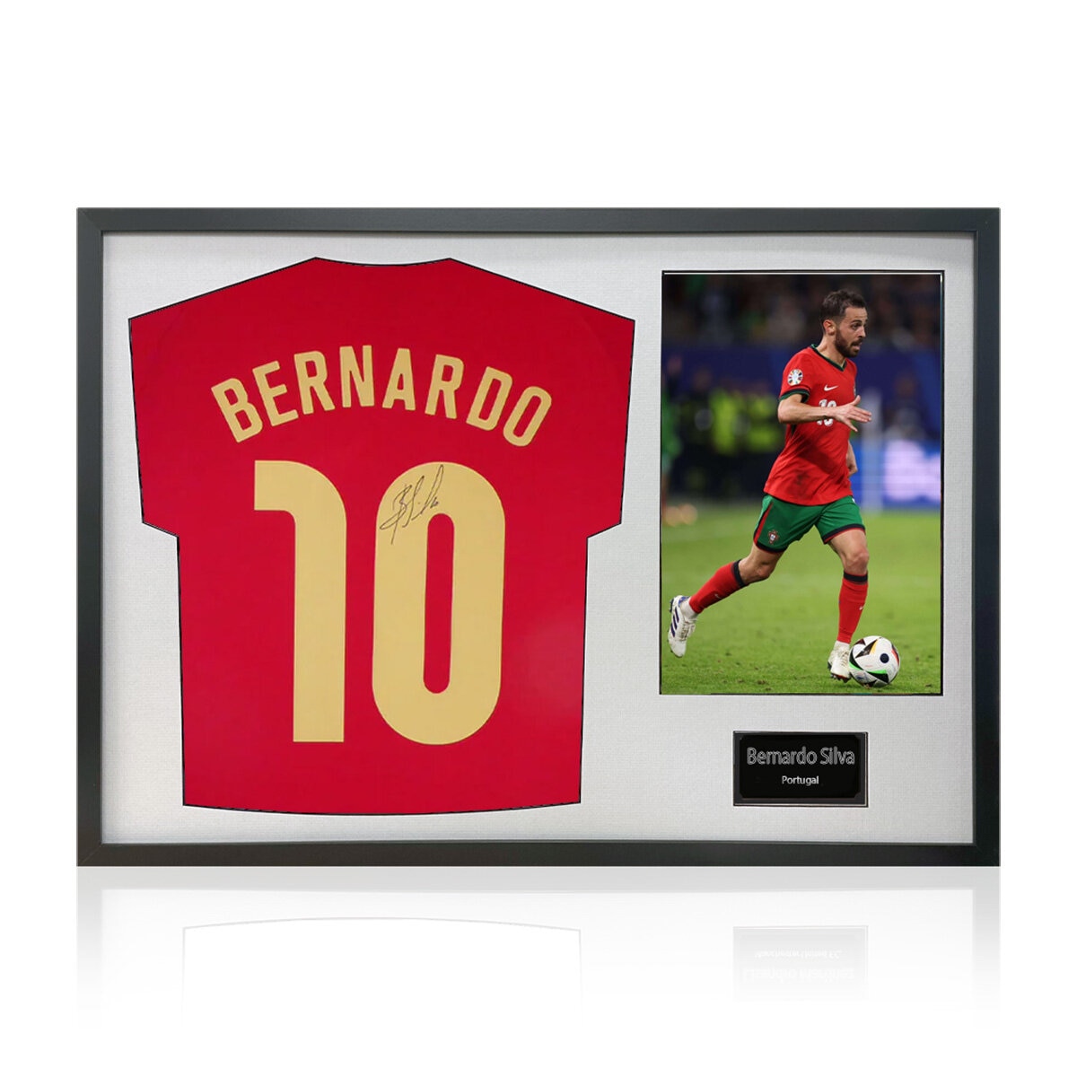 Bernardo Silva Signed Framed Portugal Football Shirt including 1 Photo in 2 Options: White or Black Mount