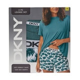 DKNY Ladies Tee & Boxer Pyjama Set in Green Palm DKNY Ladies Tee & Boxer Pyjama Set in Green Palm