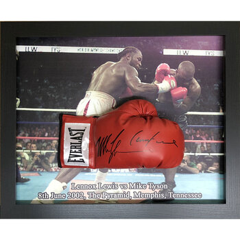 Mike Tyson & Lennox Lewis Double Signed Framed Boxing Glove