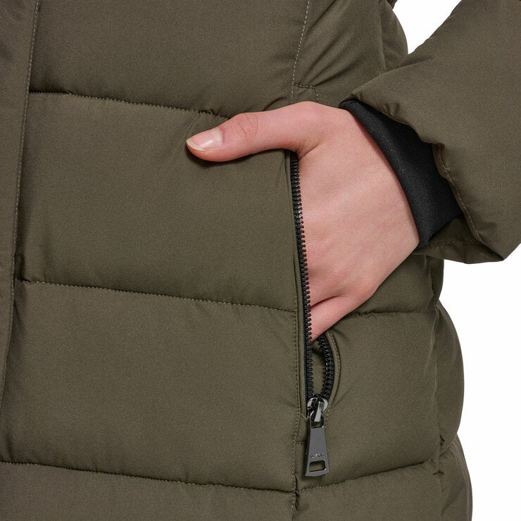 DKNY Women's Puffer Coat with Plush Hood DKNY Women's Puffer Coat with Plush Hood