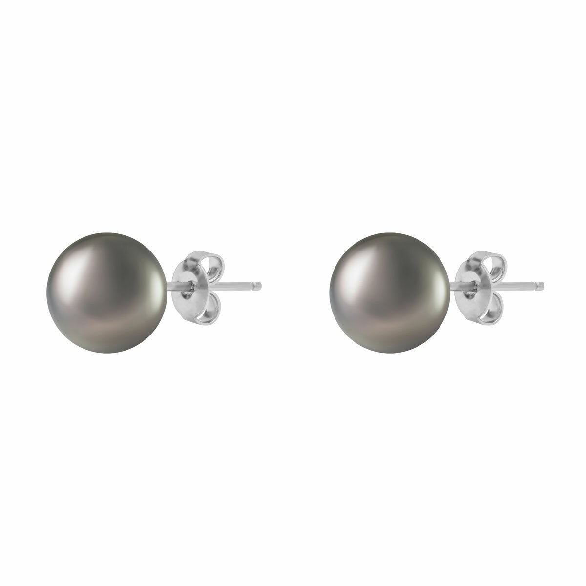 10-10.5mm Tahitian Pearl Earrings, 14ct White Gold 10-10.5mm Tahitian Pearl Earrings, 14ct White Gold