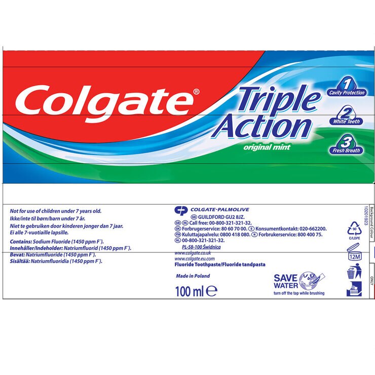 Colgate Triple Action Toothpaste, 12 x 100ml Costco UK