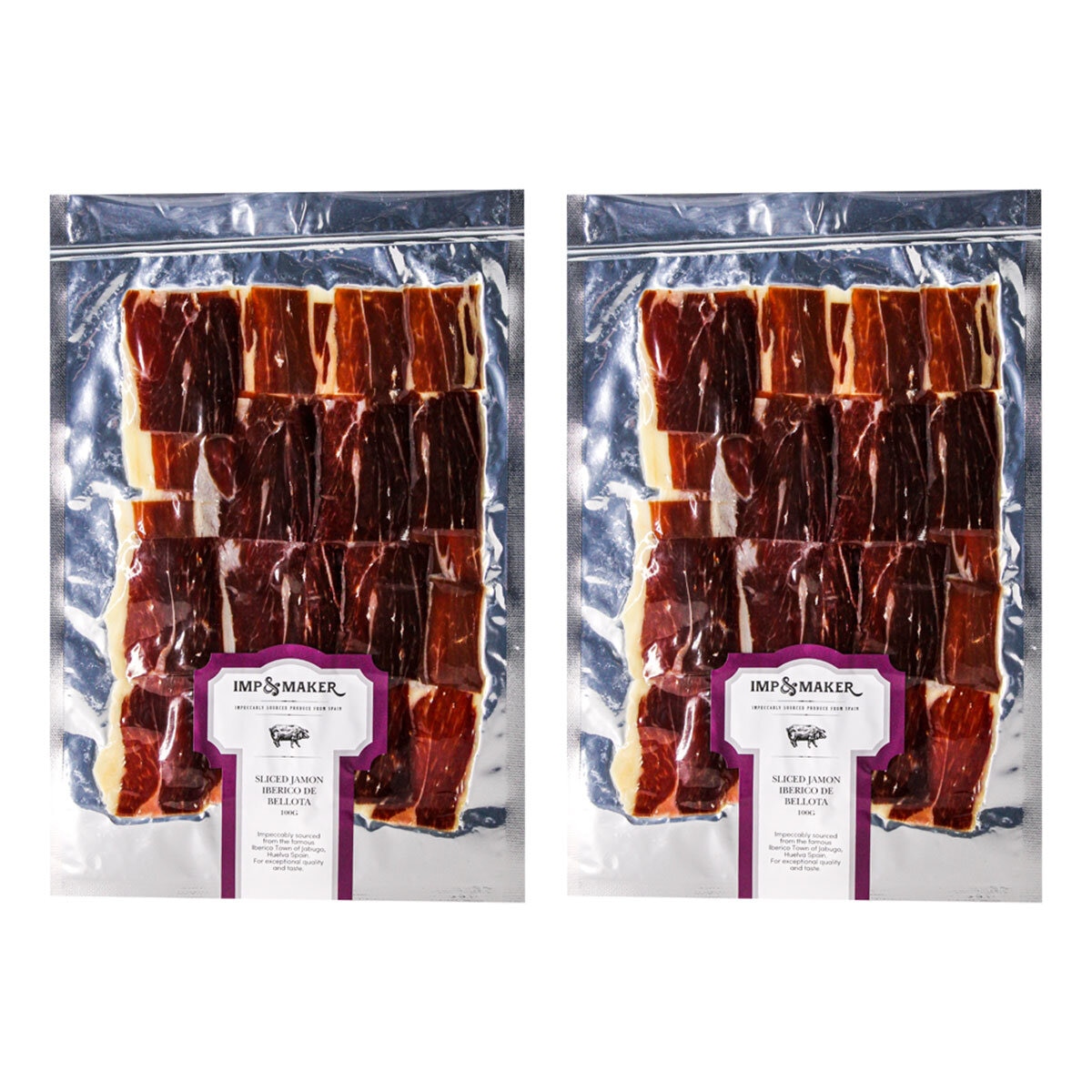 IMP & MAKER Hand Carved Jamon Iberico De Bellota, 2 x 100g 