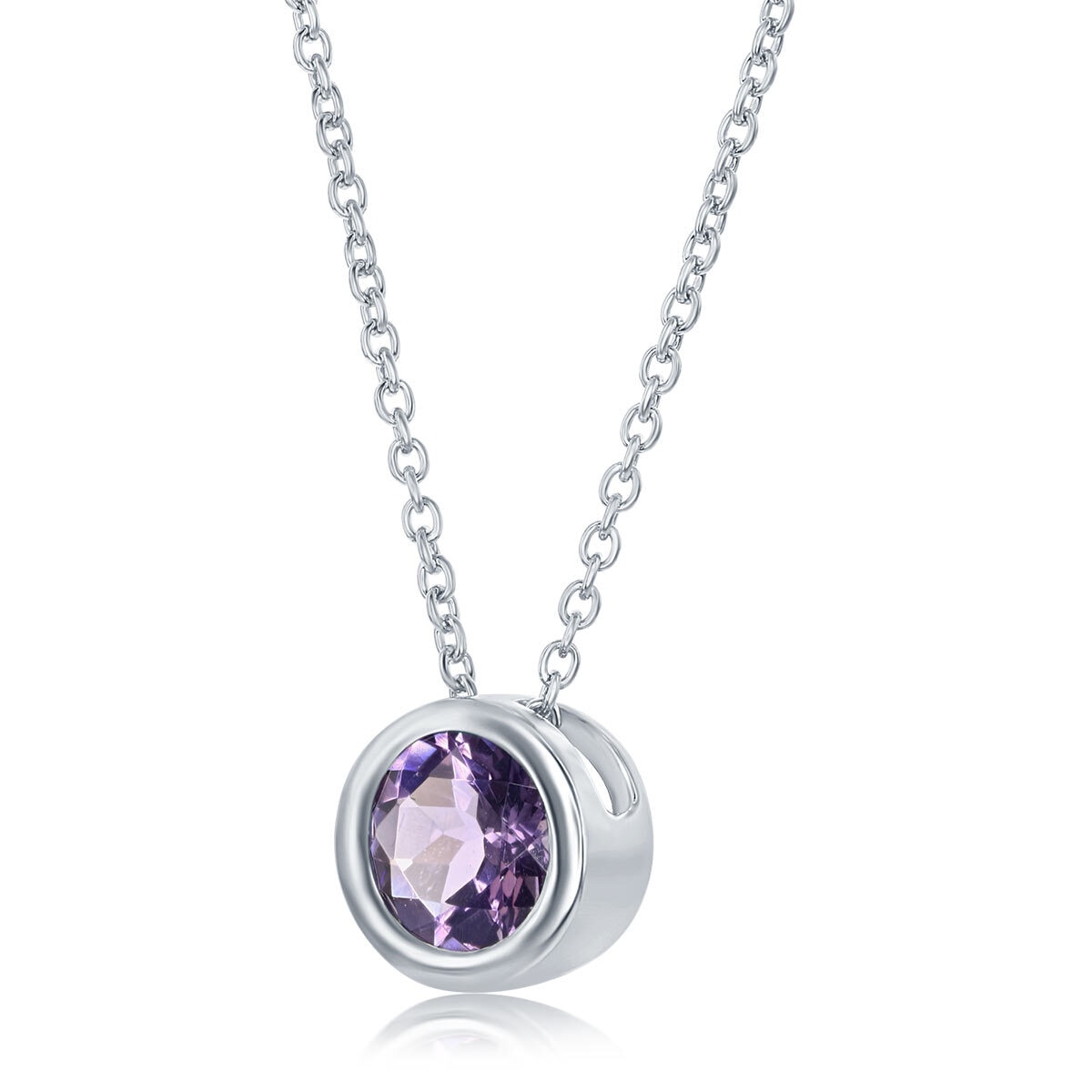 Amethyst Birthstone Pendant, 14ct White Gold