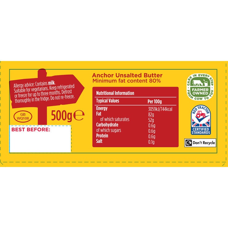 Anchor Unsalted Butter, 500g