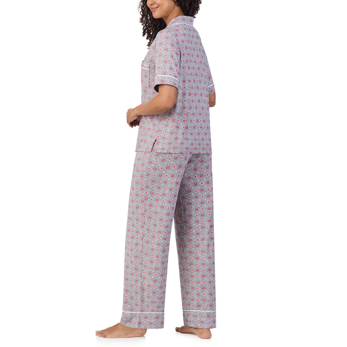 DKNY Ladies Notch Collar 3 Piece PJ Set in Grey