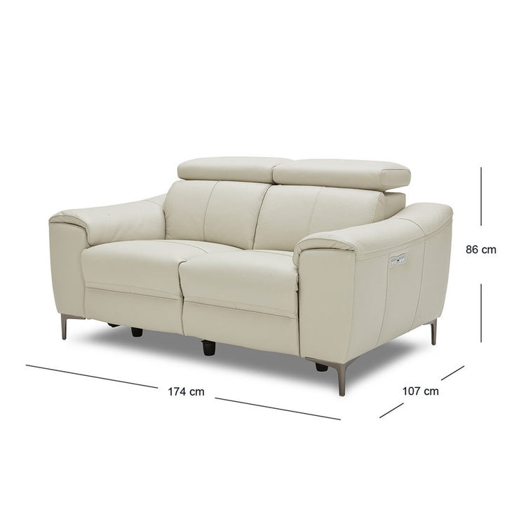 Kuka 2 Seater Grey Leather Power Reclining Sofa Costco UK