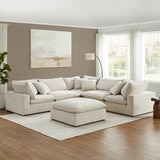 Aiden & Ivy Sereen Beige Fabric 6 Piece Modular Sofa - Lifestyle