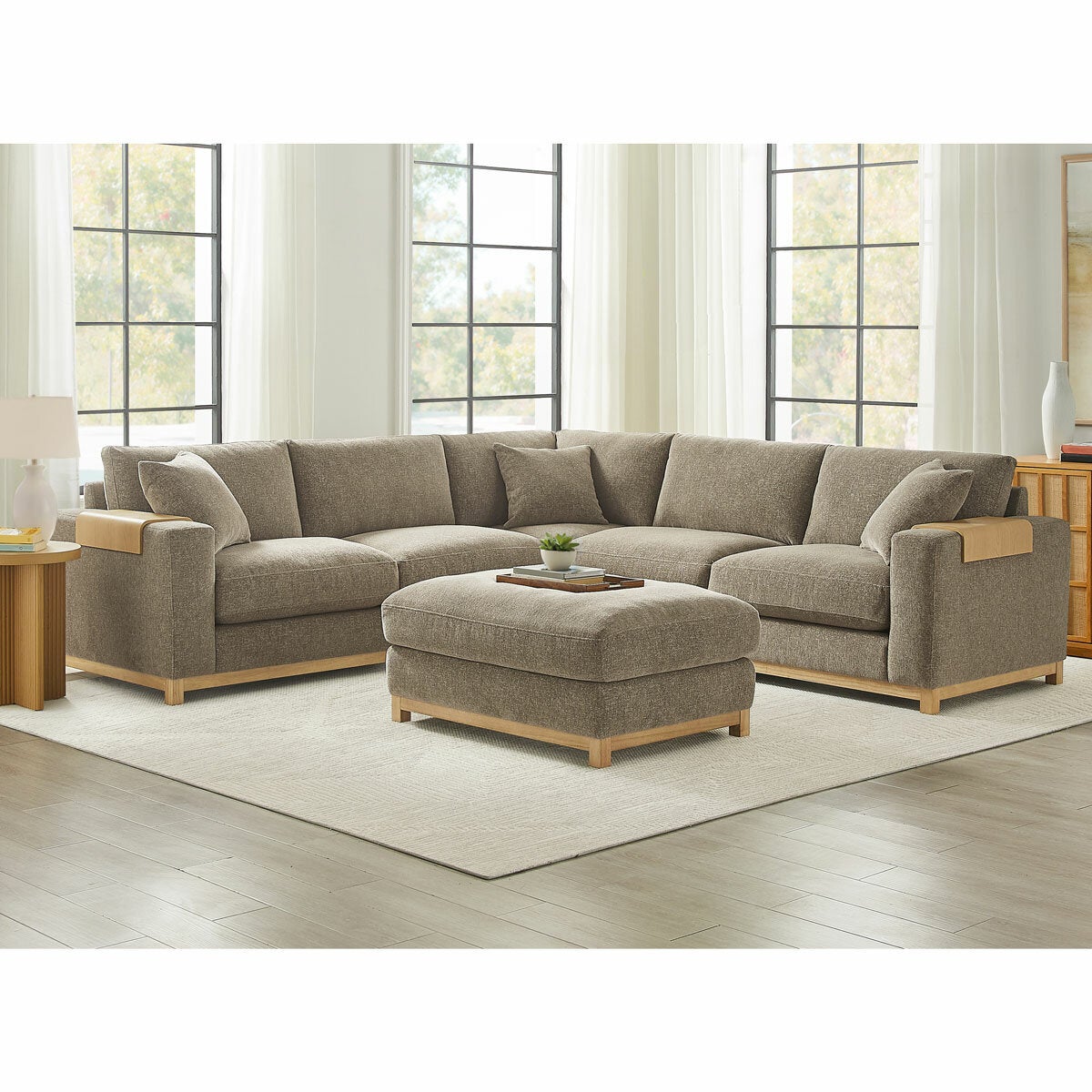 Aiden & Ivy Hawthorne Brown Fabric 4 Piece Corner Sofa