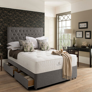 Pocket Spring Bed Company Pemberley Mattress & Light Grey Divan with 4 Drawers in 3 Sizes
