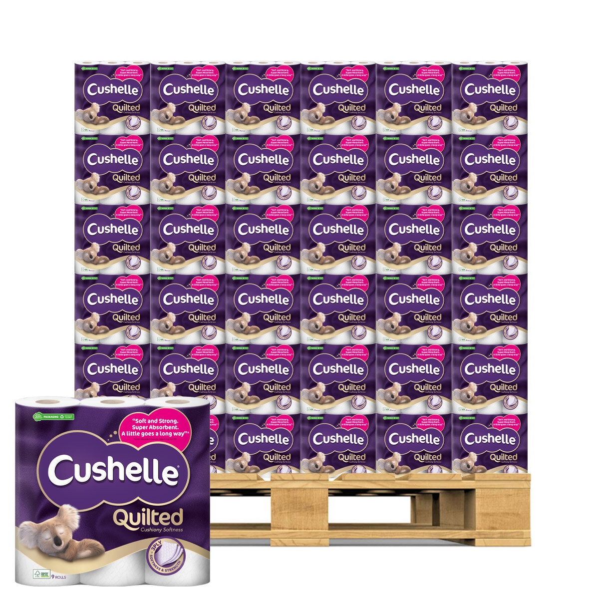 Cushelle Quilted 3-Ply Toilet Tissue, 45 Rolls Pallet Deal (36 Units)