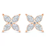 0.90ctw Flower Stud Diamond Earrings, 14k Rose Gold