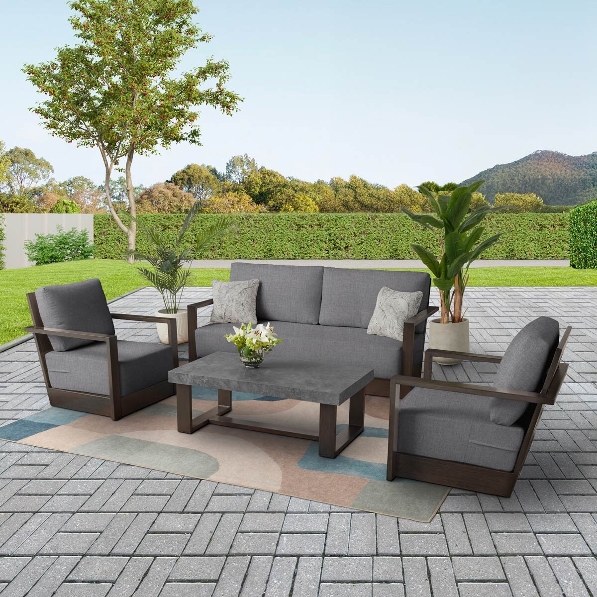 Agio Bentley 4 Piece Deep Seating Patio Set + Cover