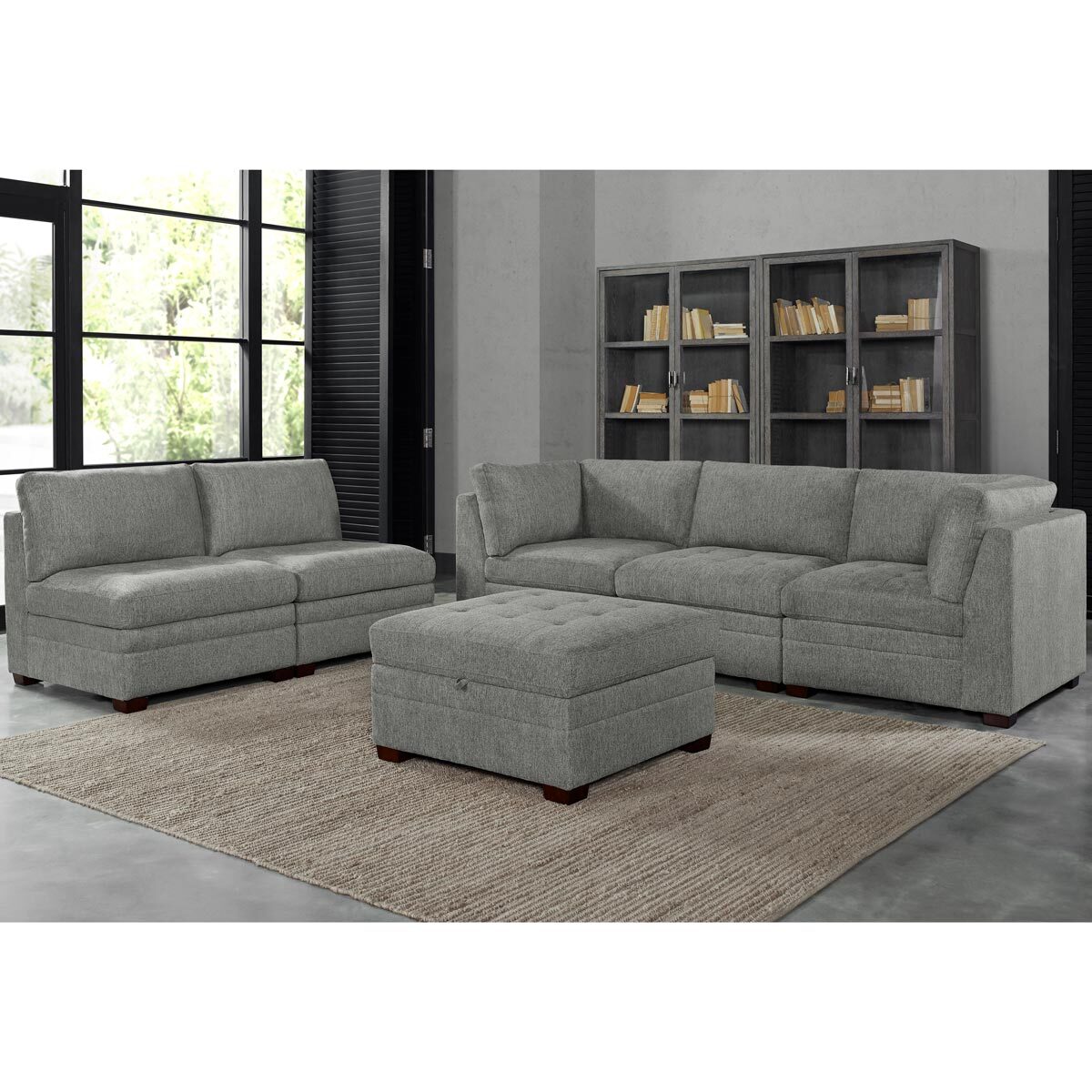 Thomasville Tisdale Light Grey 6 Piece Modular Fabric Sofa