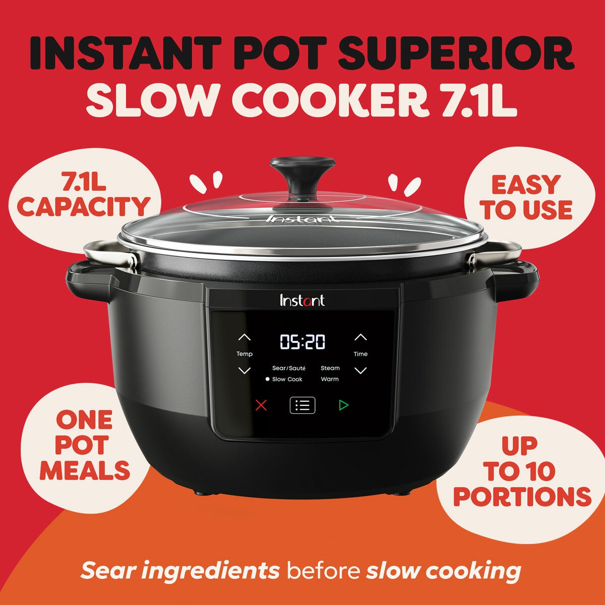 Instant Pot Superior 7.1L Slow Cooker in Black Instant Pot Superior 7.1L Slow Cooker in Black