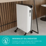Lifestyle image of Edge Oil Smart Heater 2000W with minimalistic, compact design