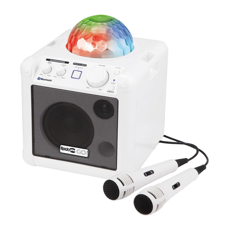 RockJam Go Lightshow Bluetooth Rechargeable Karaoke Speaker in White