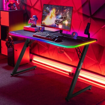 X Rocker Pulsar RGB Gaming Desk with LED Lights