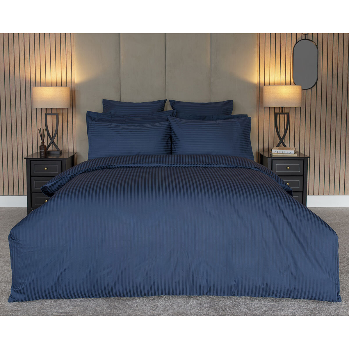 Belledorm 540 Thread Count Cotton 3 Piece Bed Set, King in Navy