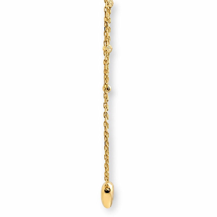 14ct Yellow Gold Double Chain Heart Necklace 14ct Yellow Gold Double Chain Heart Necklace