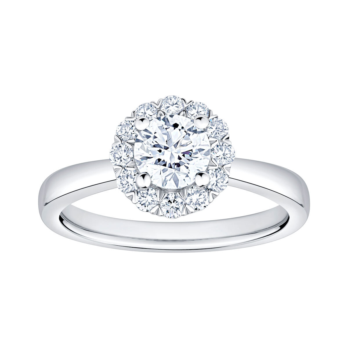 1.00ctw Round Brilliant Cut Diamond Halo Ring Platinum