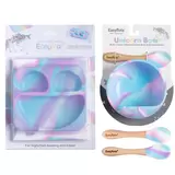 Lifestyle image of packaged easymat mini, bowl & spoon, x 2 spoons