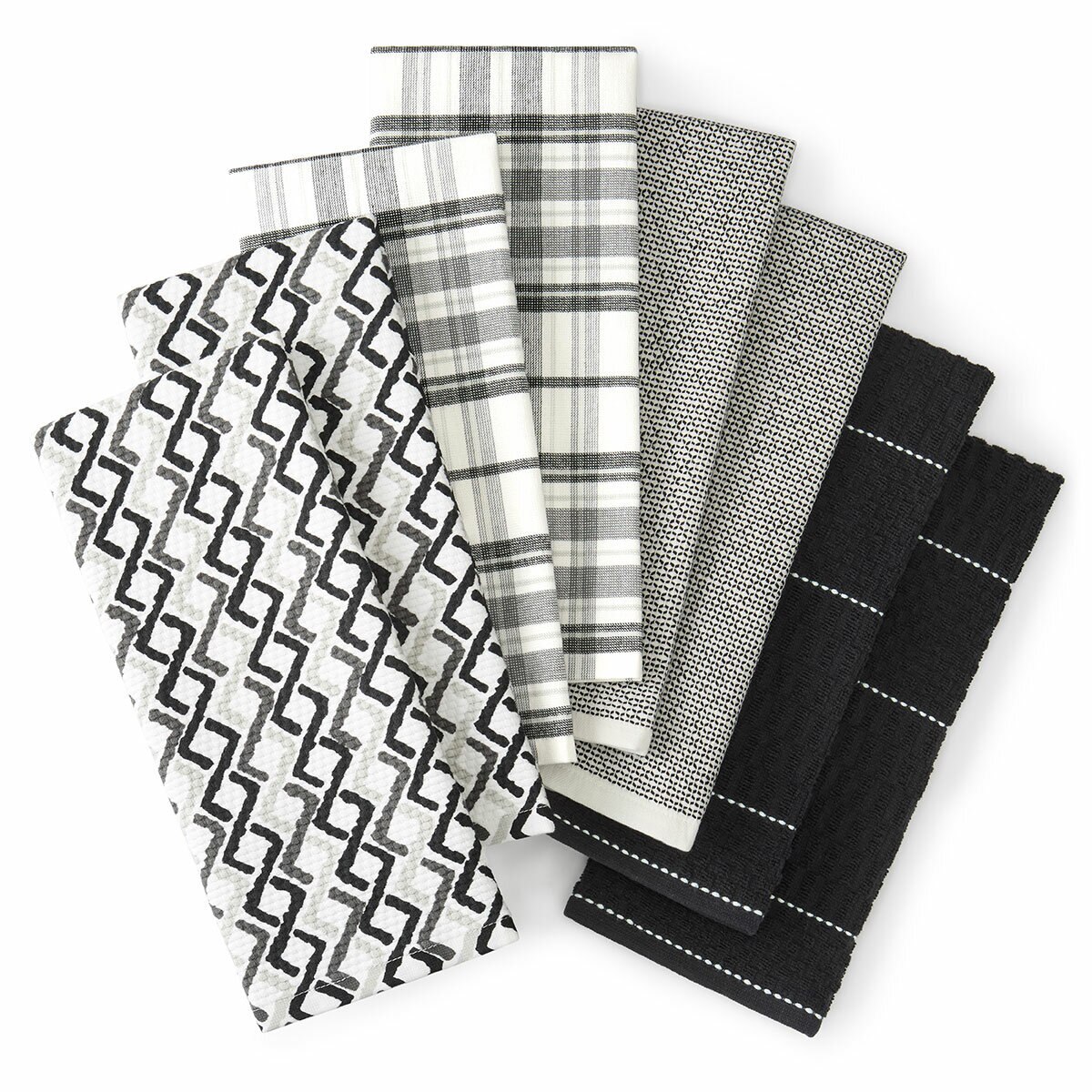 Kelly Collection Kitchen Towels 8 Pack, in Black