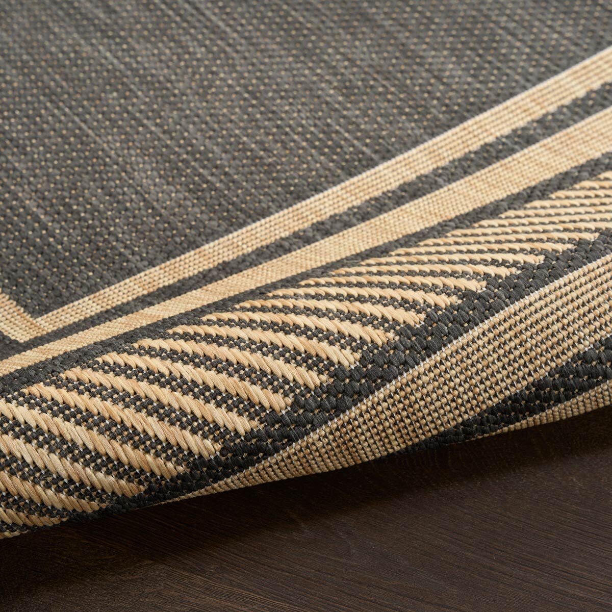 Nourison Horizon Border Indoor / Outdoor Rug in 2 Sizes, Charcoal