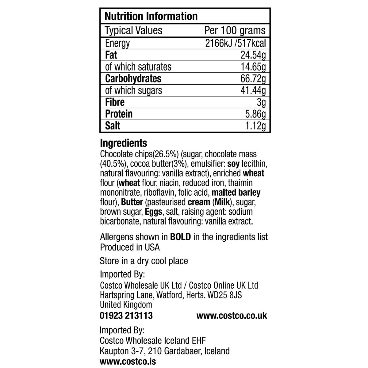 back of pack info