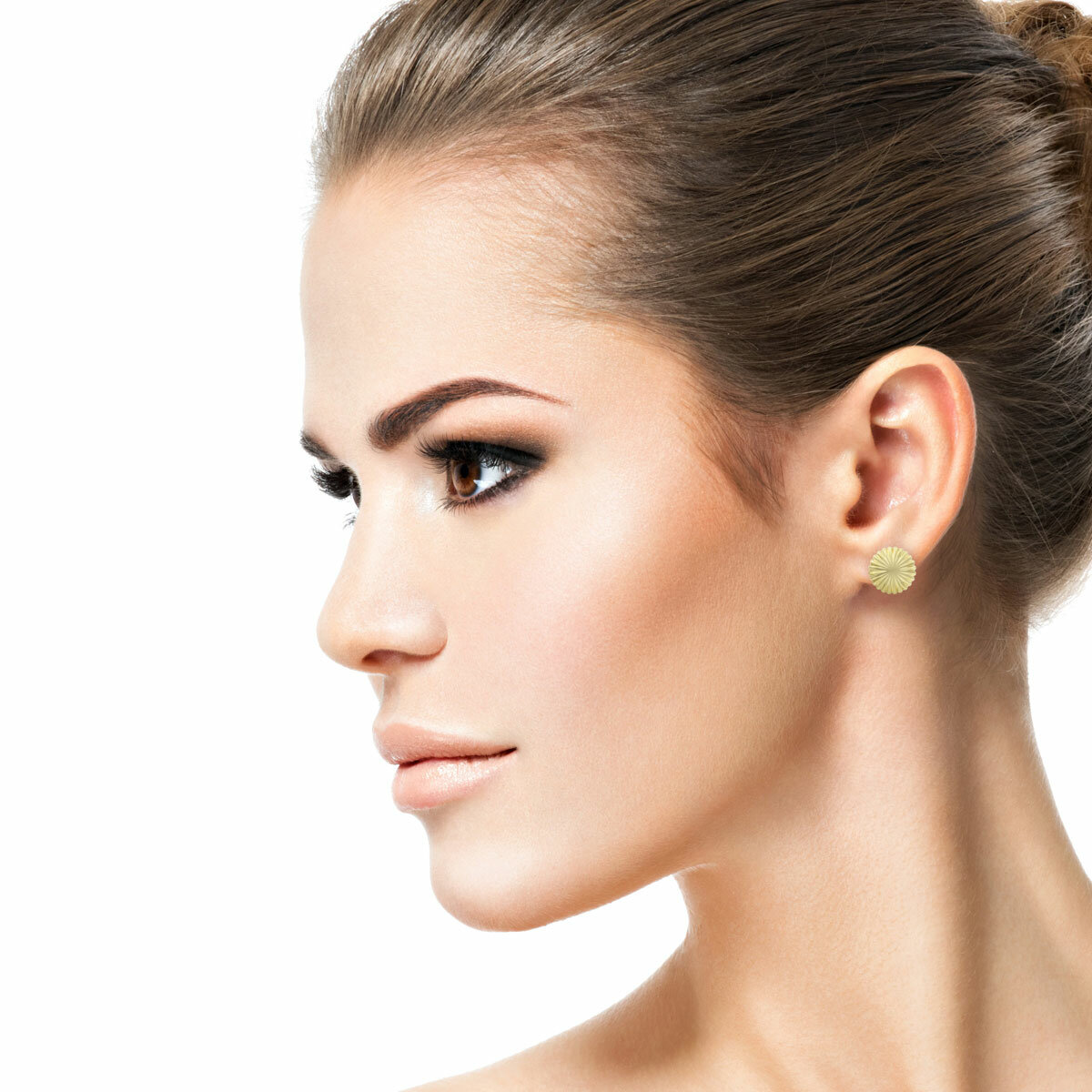 14ct Yellow Gold Textured Disc Stud Earrings 14ct Yellow Gold Textured Disc Stud Earrings