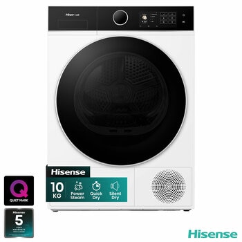 Hisense KitchenFit 5i Series DH5i104BWAB, 10kg Heat Pump Dryer, A+++ Rated in White