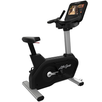 Installed Life Fitness Commercial Grade Integrity S Base Upright Bike with Discover ST Console