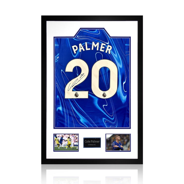 Cole Palmer Signed Framed CFC 24/25 Football Shirt including 2 Photos Cole Palmer Signed Framed CFC 24/25 Football Shirt including 2 Photos
