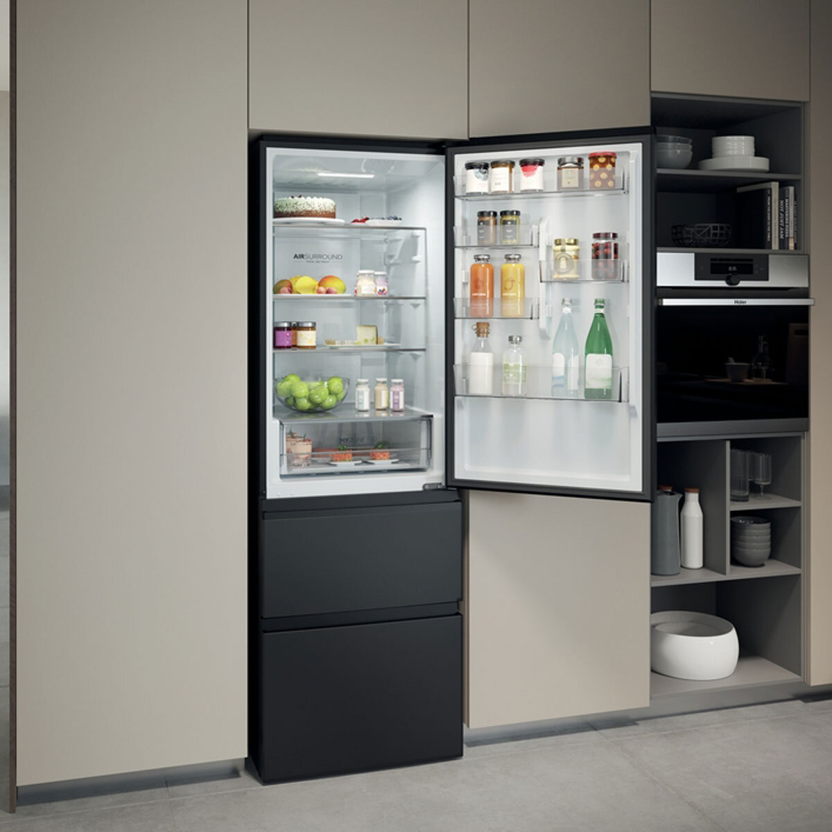 Haier HTW3618ENPB Series 3 Fridge Freezer, E Rated in Slate Black