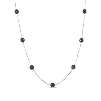 Round Cut Black Onyx Necklace, 14ct White Gold
