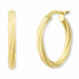 14ct Yellow Gold Textured Hoop Earrings