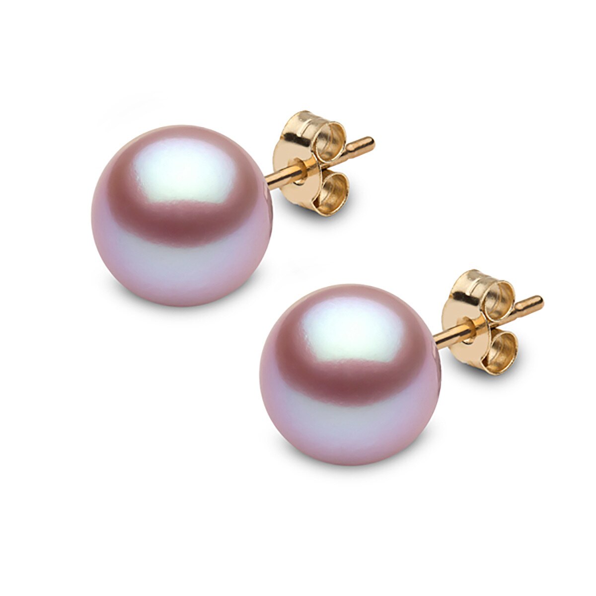 9-9.5mm Cultured Freshwater Pink Pearl Stud Earrings, 18ct Yellow Gold