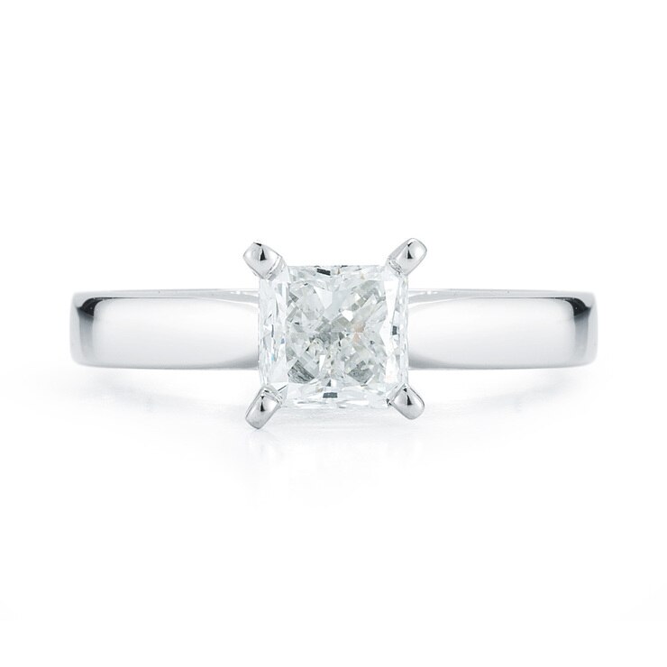 1.0ct Princess Cut Diamond Solitaire Ring, Platinum