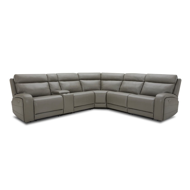 Kuka Paisley Leather Power Reclining Sectional Sofa with Power